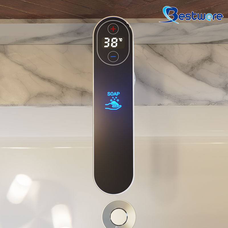 Sensor Faucet with Digital Temperature Control and Soap Dispenser
